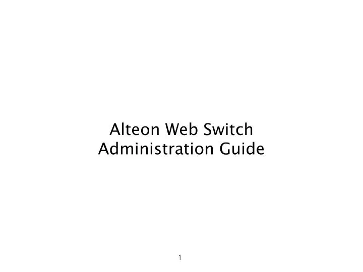 alteon web switch administration guide