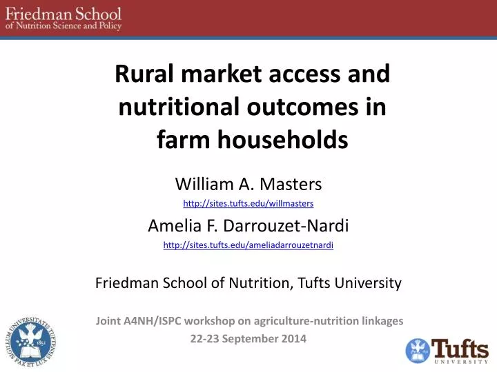 rural market access and nutritional outcomes in farm households