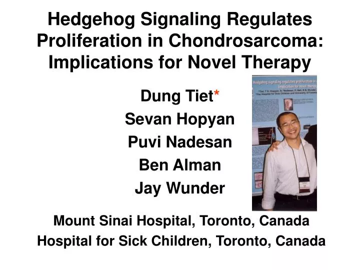 hedgehog signaling regulates proliferation in chondrosarcoma implications for novel therapy