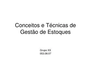 conceitos e t cnicas de gest o de estoques
