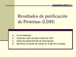 resultados de purificaci n de prote nas ldh