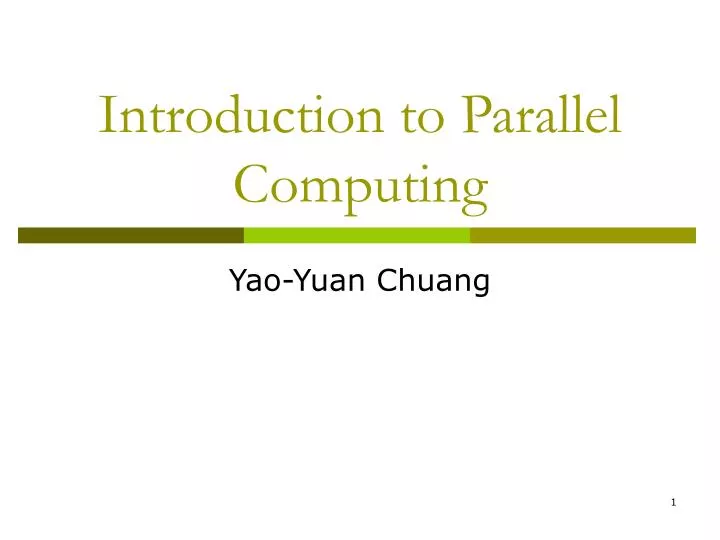 introduction to parallel computing