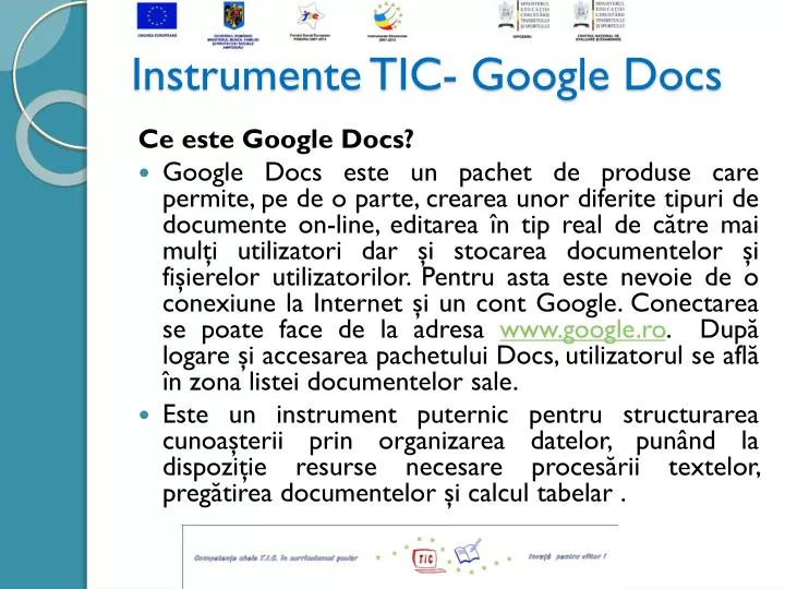 instrumente tic google docs