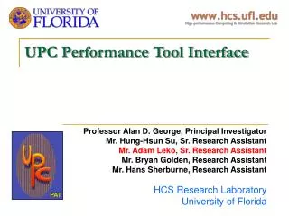 UPC Performance Tool Interface