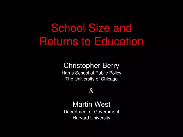 school size and returns to education