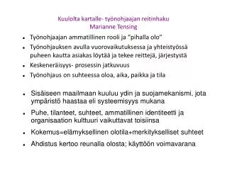 kuulolta kartalle ty nohjaajan reitinhaku marianne tensing