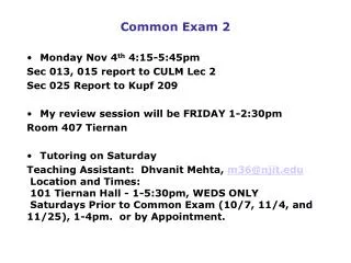 Common Exam 2