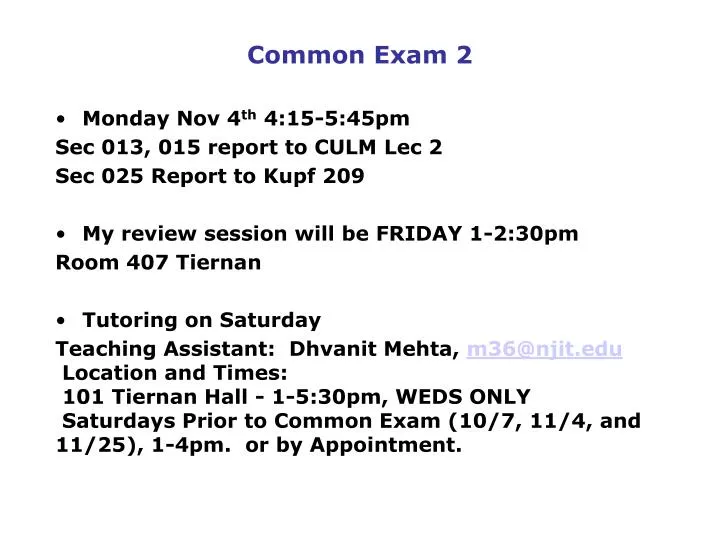 common exam 2