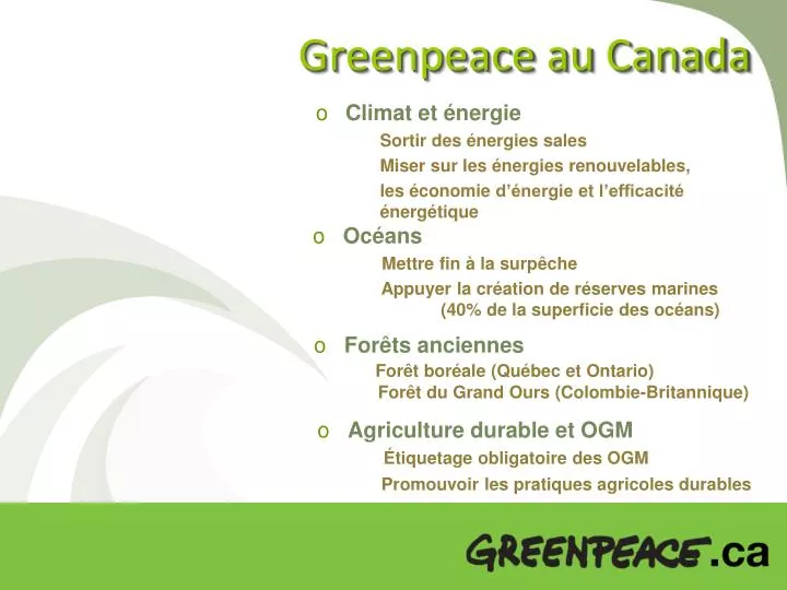 greenpeace au canada