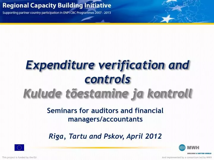 expenditure verification and controls kulude t estamine ja kontroll