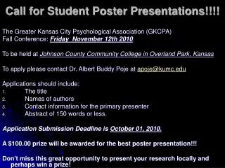 Call for Student Poster Presentations!!!!