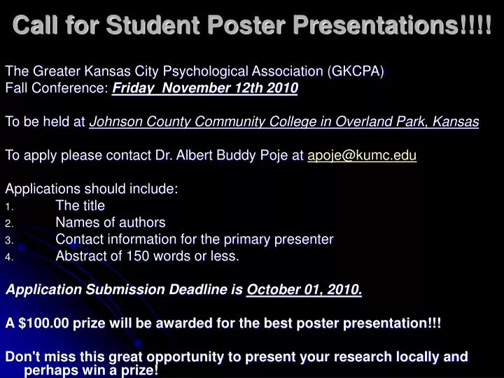 call for student poster presentations