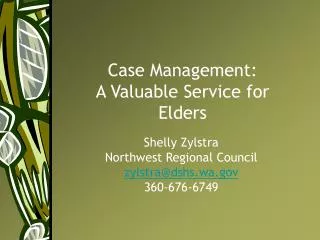 Case Management: A Valuable Service for Elders