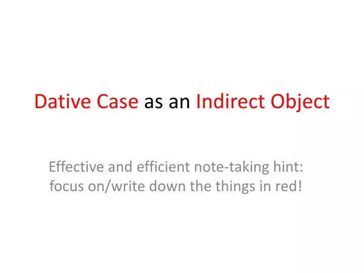 dative case as an indirect object