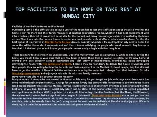 Top Facilities to Buy Home or Take Rent at Mumbai City