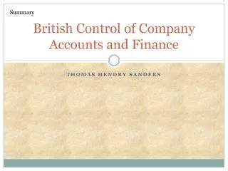 british control of company accounts and finance