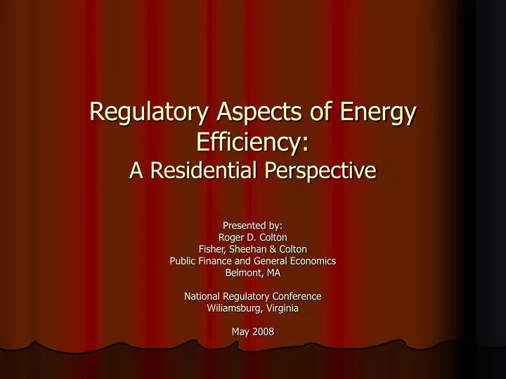 regulatory aspects of energy efficiency a residential perspective