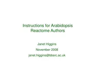 Instructions for Arabidopsis Reactome Authors
