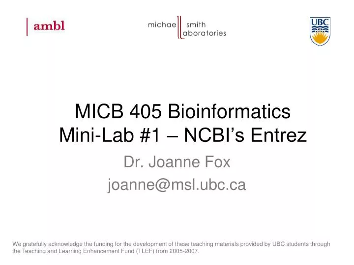 micb 405 bioinformatics mini lab 1 ncbi s entrez