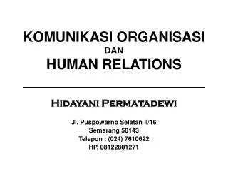komunikasi organisasi dan human relations