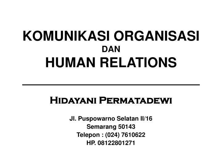 komunikasi organisasi dan human relations