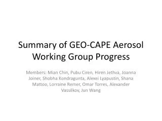 Summary of GEO-CAPE Aerosol Working Group Progress