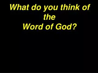 What do you think of the Word of God?