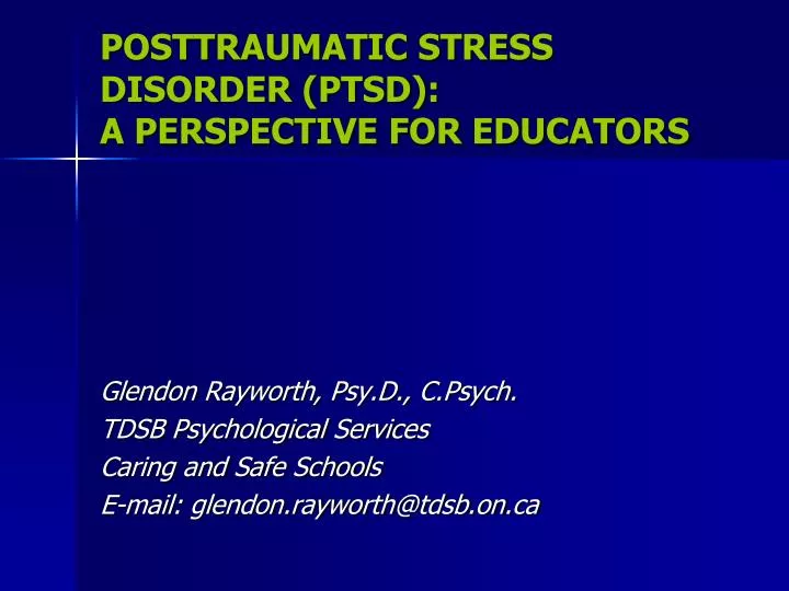 posttraumatic stress disorder ptsd a perspective for educators