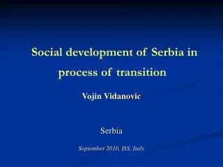 Social development of Serbia in process of transition