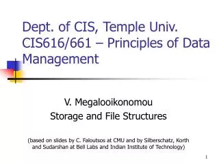 dept of cis temple univ cis616 661 principles of data management