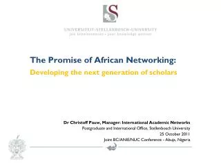 The Promise of African Networking: Developing the next generation of scholars
