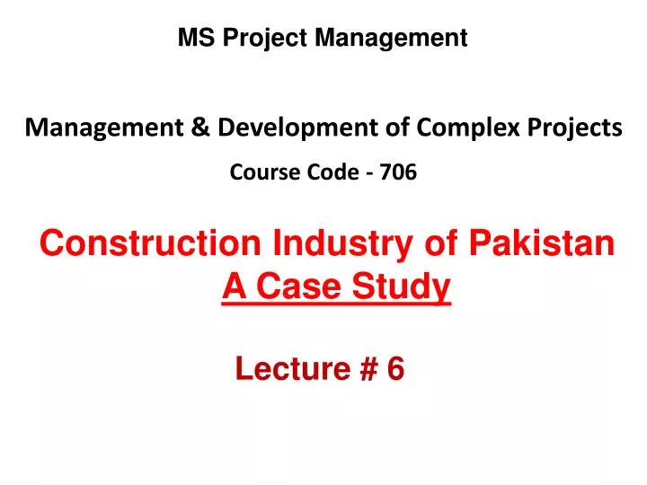 management development of complex projects course code 706