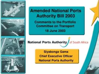 Amended National Ports Authority Bill 2003