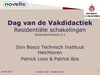 dag van de vakdidactiek residenti le schakelingen elektrotechnieken 2 1
