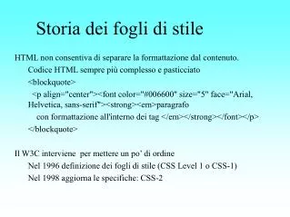storia dei fogli di stile