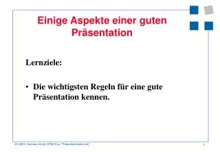 einige aspekte einer guten pr sentation