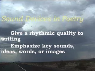 Sound Devices in Poetry