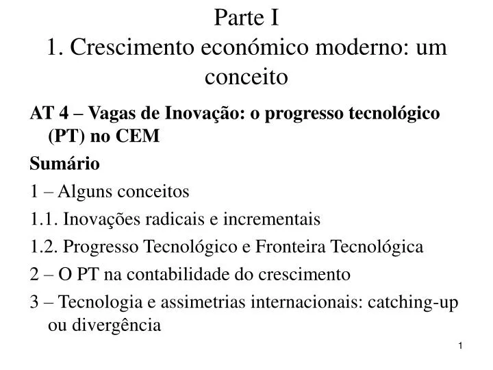 parte i 1 crescimento econ mico moderno um conceito