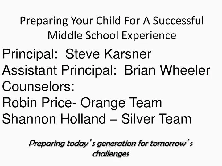 preparing your child for a successful middle school experience