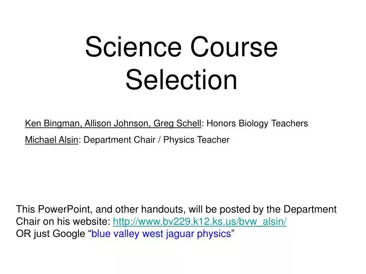 science course selection