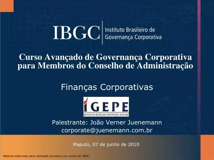 curso avan ado de governan a corporativa para membros do conselho de administra o