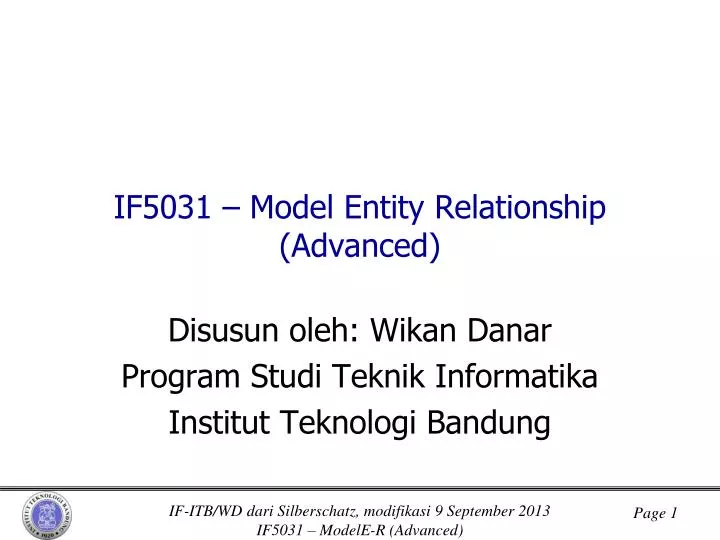 if5031 model entity relationship advanced