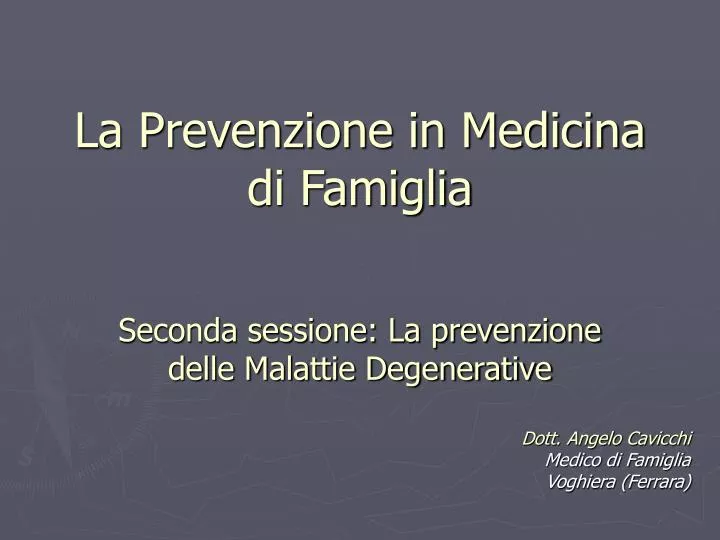 la prevenzione in medicina di famiglia