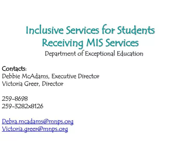 inclusive services for students receiving mis services