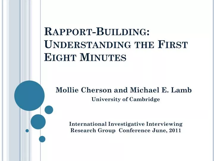 rapport building understanding the first eight minutes
