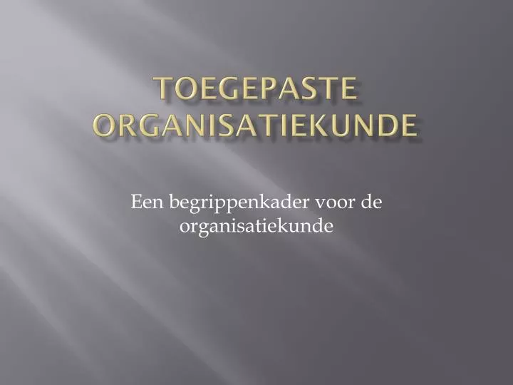 toegepaste organisatiekunde