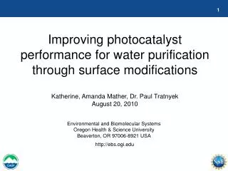 Improving photocatalyst performance for water purification through surface modifications