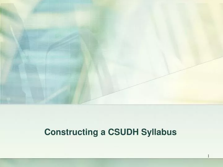 constructing a csudh syllabus