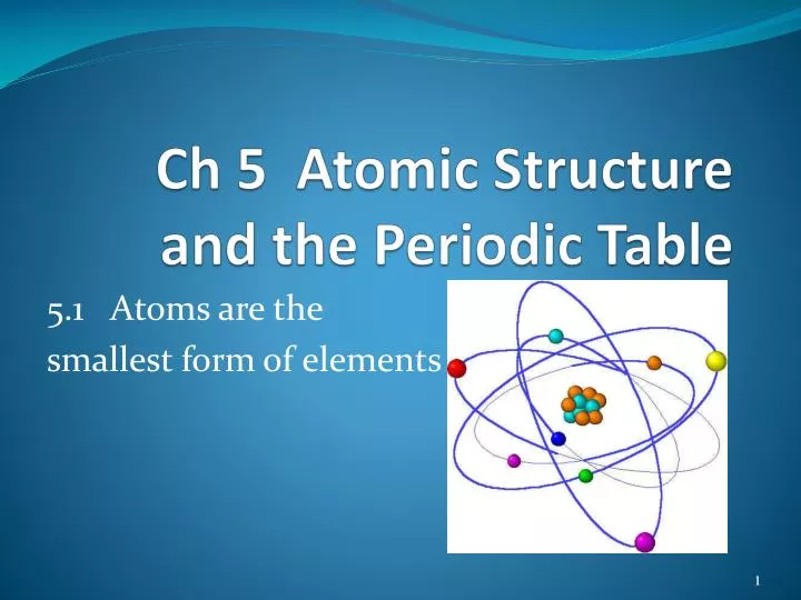 ch 5 atomic structure and the periodic table