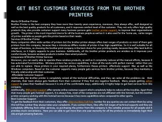 Get Best Customer Services From The Brother Printers